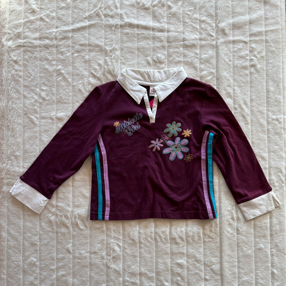 Sportek NWT Old Stock - Kids' Floral Embroidered Polo Shirt - Size 6